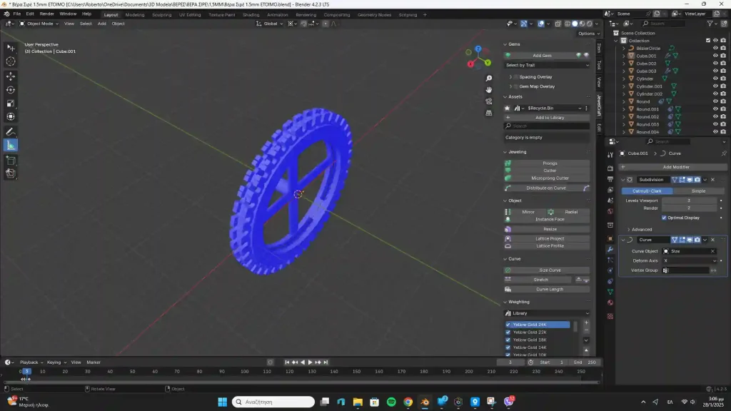 blender 3D software depicting a ring