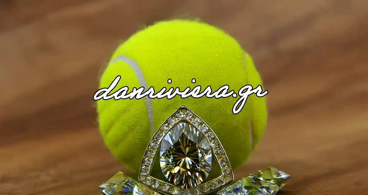 a tennis ball lying on a clay court next to diamonds