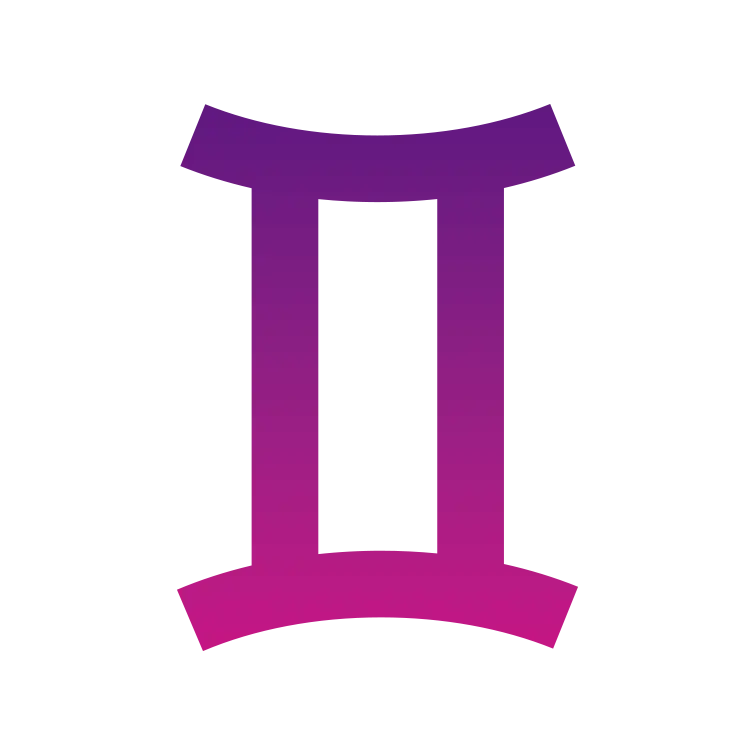 icon of gemini zodiac sign colored in a pink-purple gradient