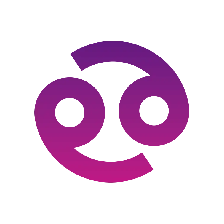 icon of cancer zodiac sign colored in a pink-purple gradient