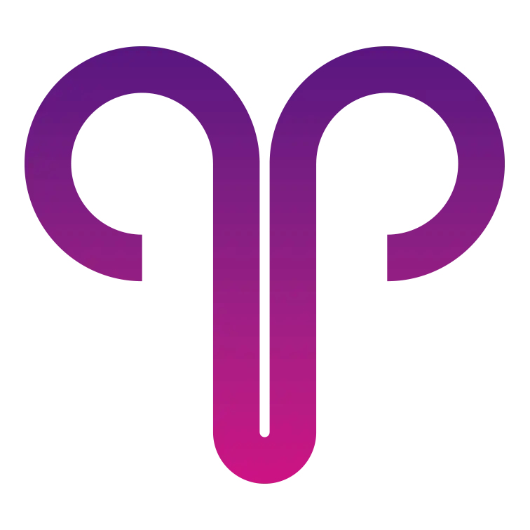 icon of aries zodiac sign colored in a pink-purple gradient