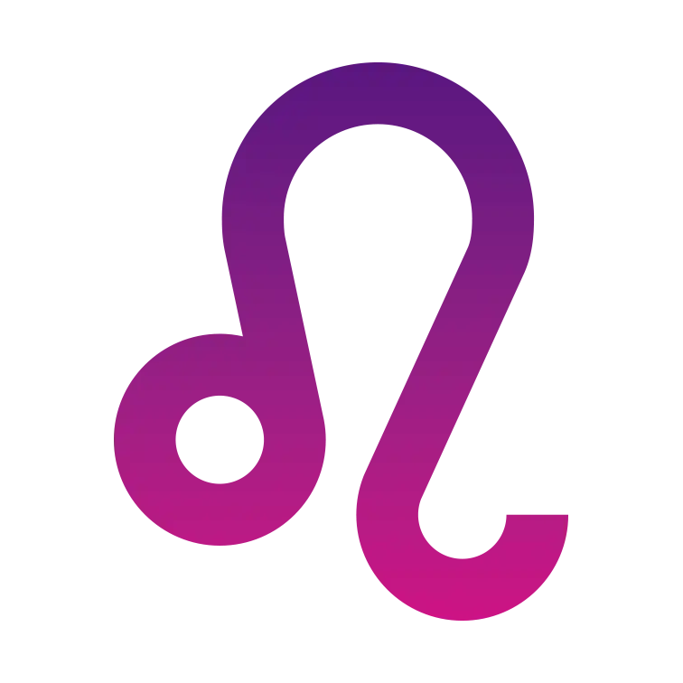 icon of leo zodiac sign colored in a pink-purple gradient