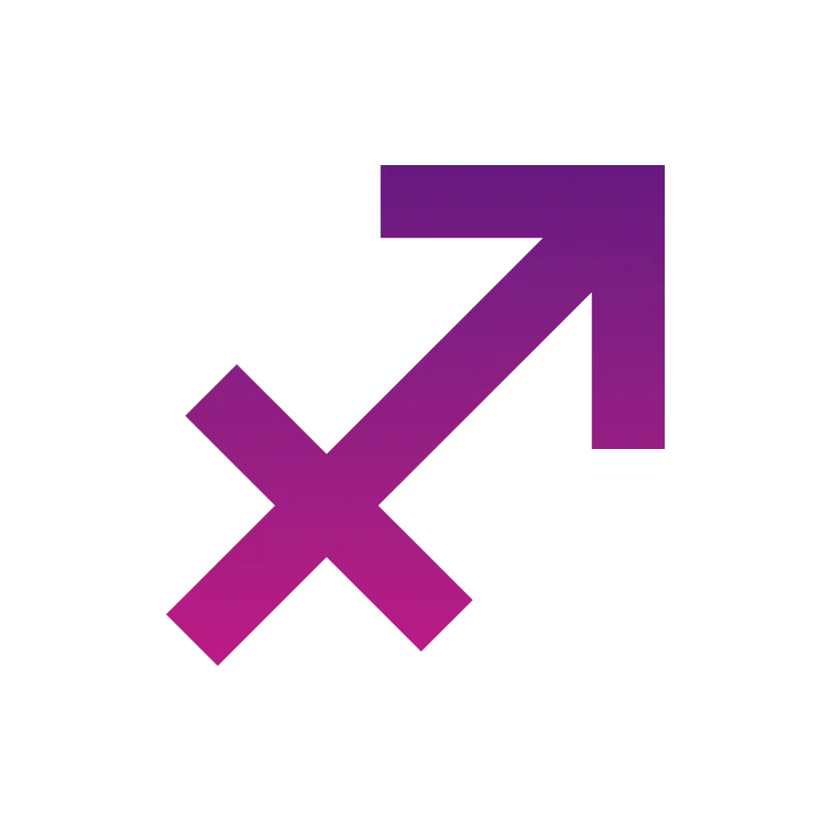 icon of sagittarius zodiac sign colored in a pink-purple gradient