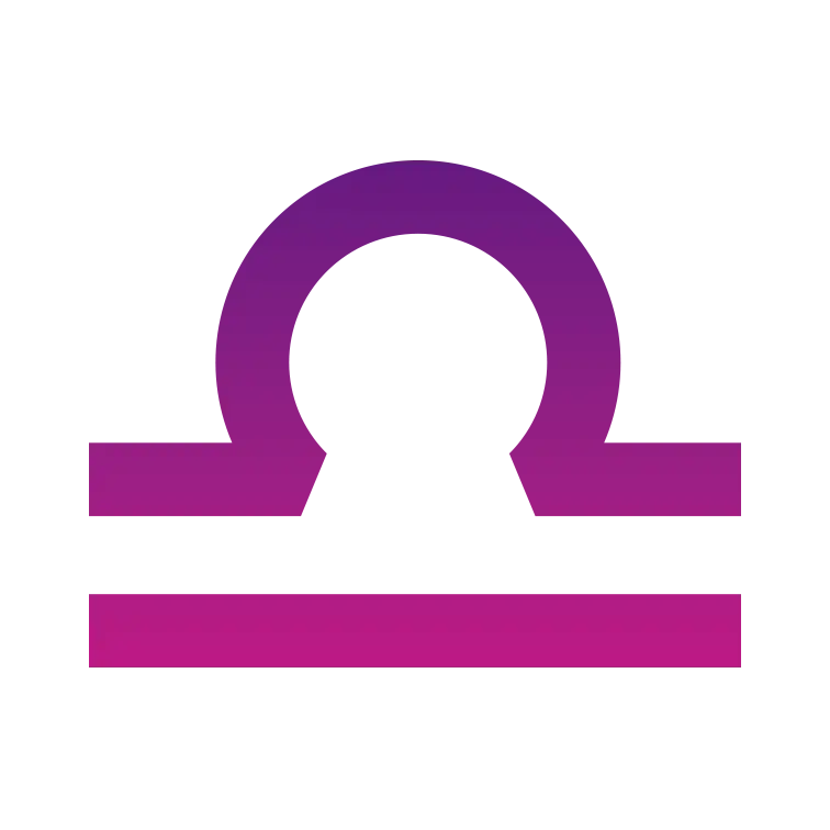 icon of libra zodiac sign colored in a pink-purple gradient